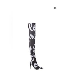 Dolce & Gabbana Black and White Heeled Boots